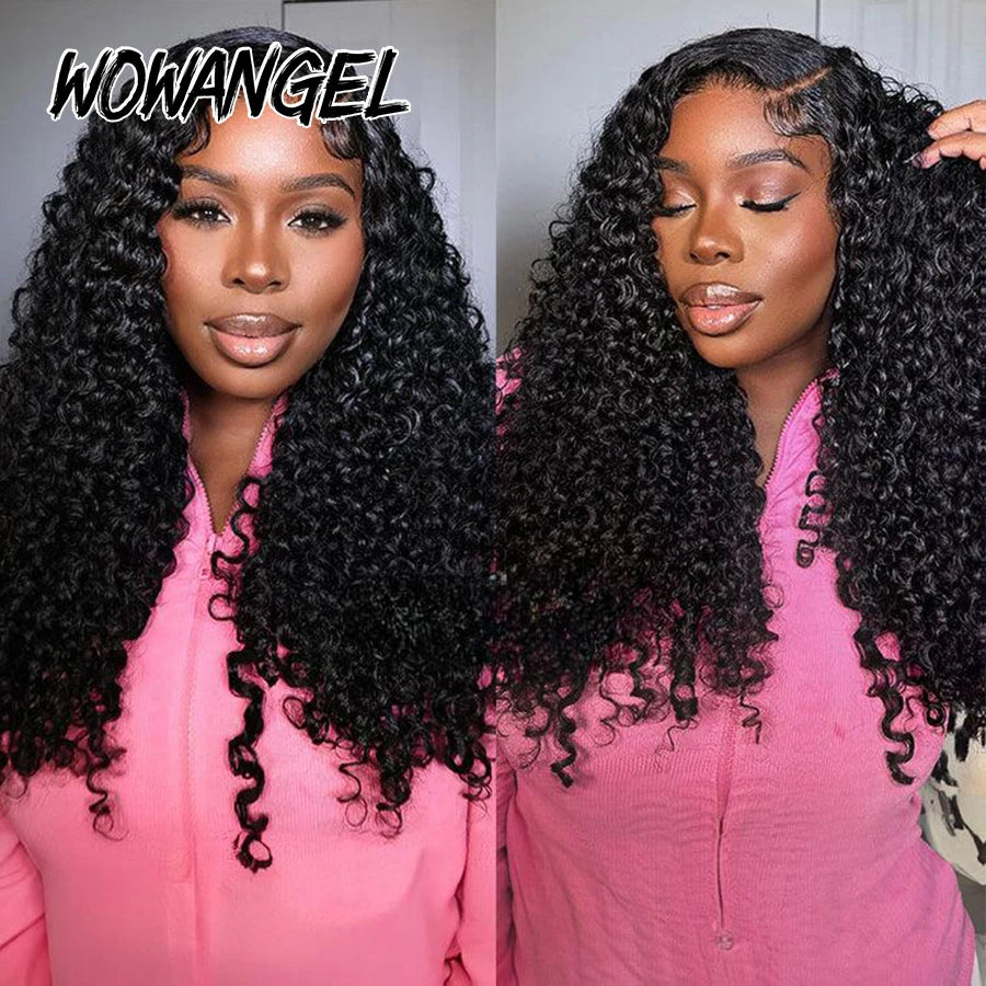Burmese Curly Half Wigs Human Hair Wear Go Glueless Wig 3 IN 1 Half Wig With Invisible Drawstring Full Curly Head Band Wigs