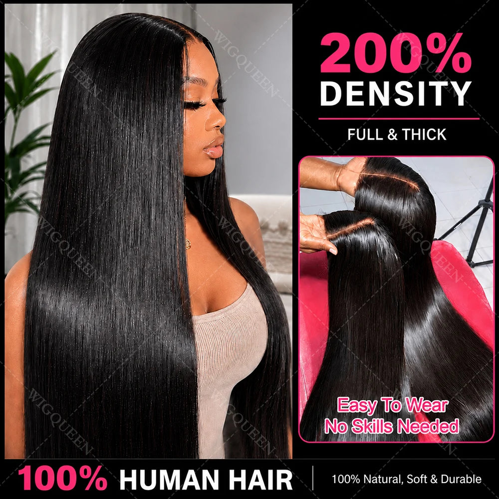 Skinlike Real HD 360 Straight Full Lace 100% Hand-tied Wigs Can ponytail Natural Black 13x5 Lace Frontal Glueless Wig For Woman