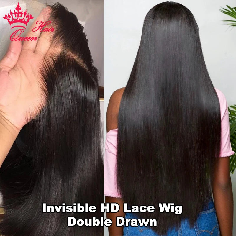 Queen Hair Double Drawn Real HD Lace Wigs Vietnamese Hair Bone Straight Raw Virgin Human Hair Pre Plucked Full End Hair