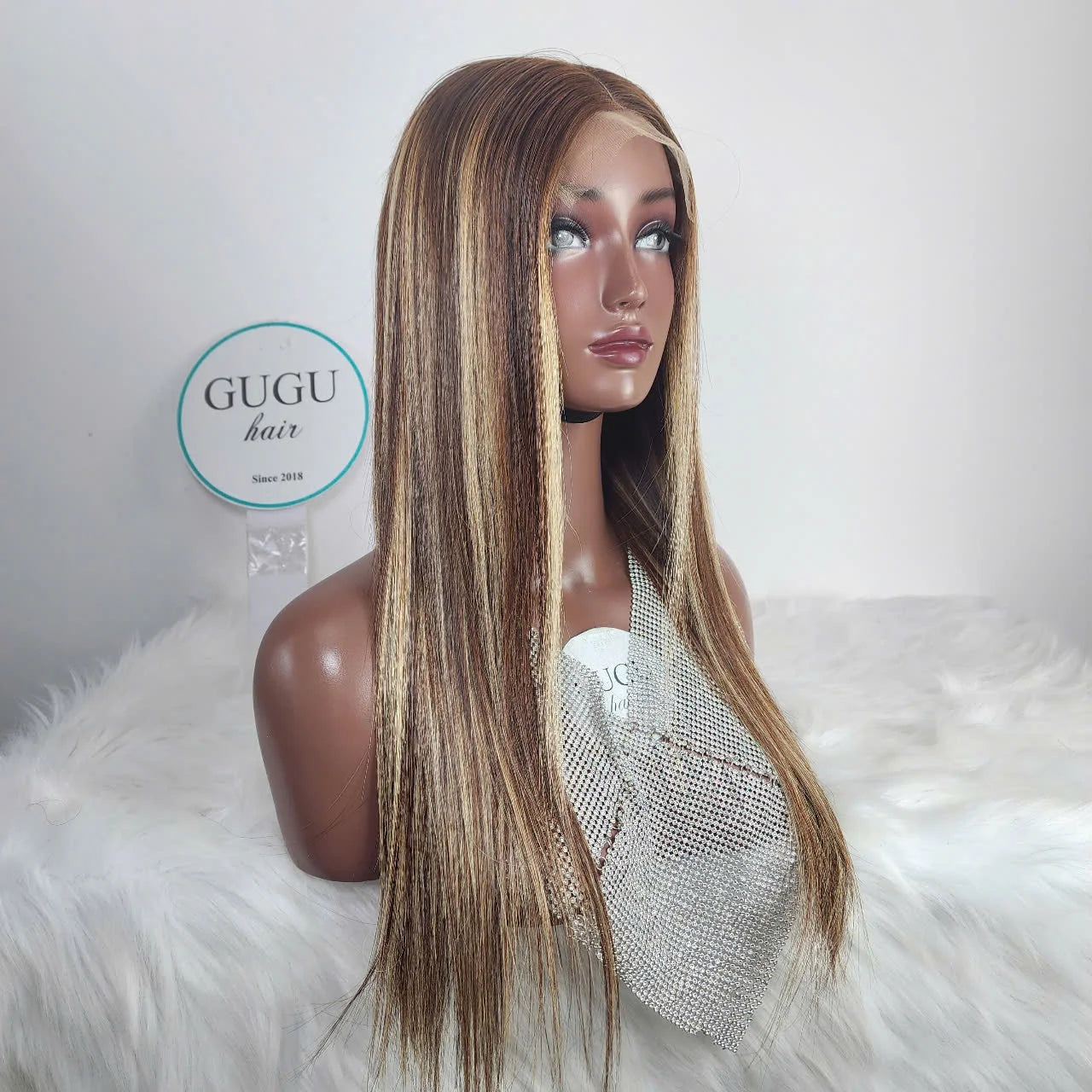 MODERN SHOW Highlight Blonde Colored Human Hair Wigs Highlight Straight Lace Front Wig Highlight Human Hair Wigs
