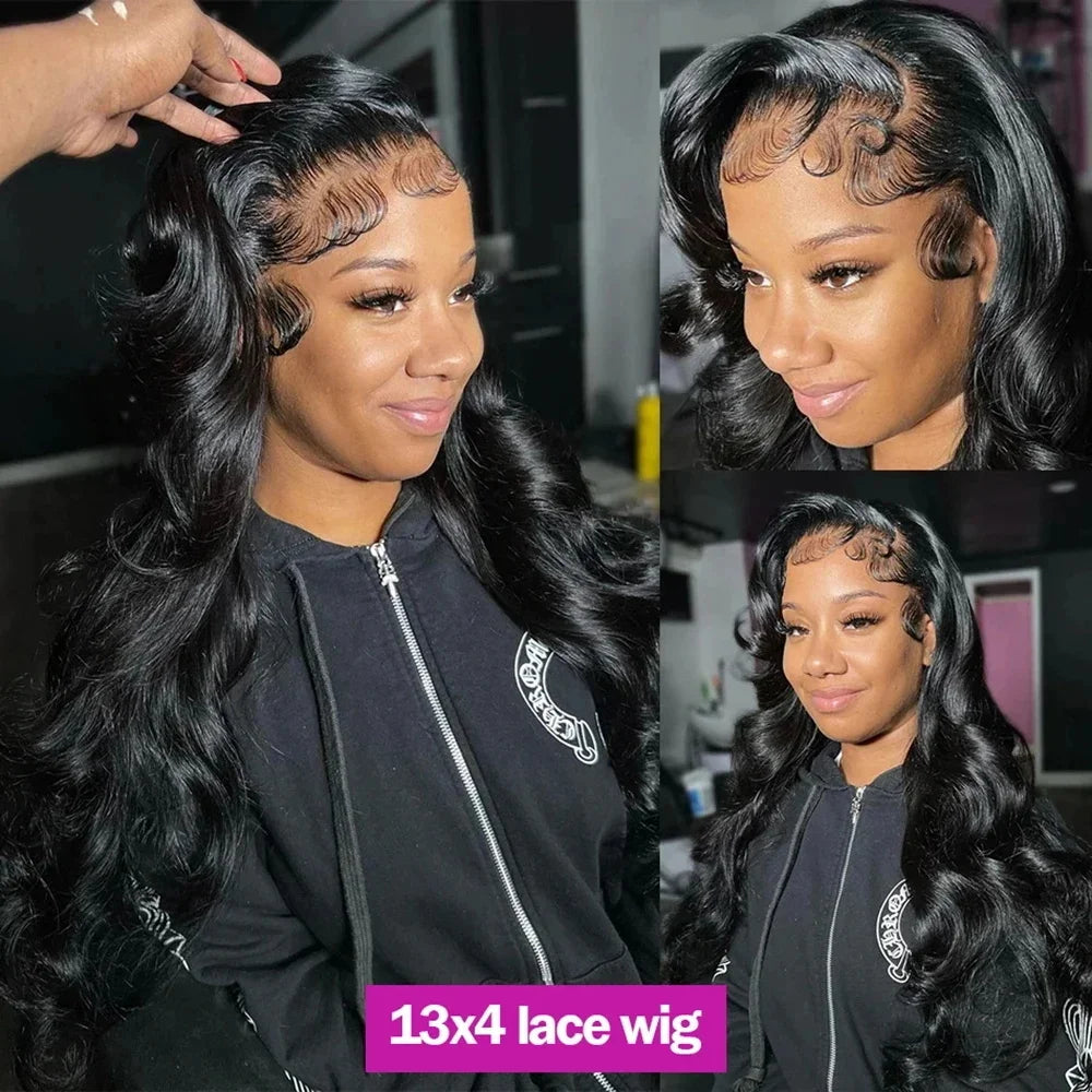 Body Wave 13x6 HD Transparent Lace Front Human Hair Wigs For Black Women 30 40 Inch 13x4 360 Full Lace Frontal Wigs Pre Plucked