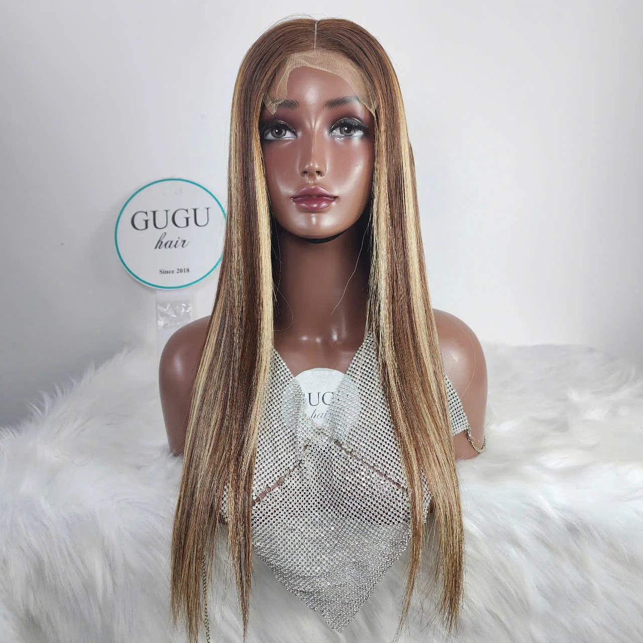 MODERN SHOW Highlight Blonde Colored Human Hair Wigs Highlight Straight Lace Front Wig Highlight Human Hair Wigs
