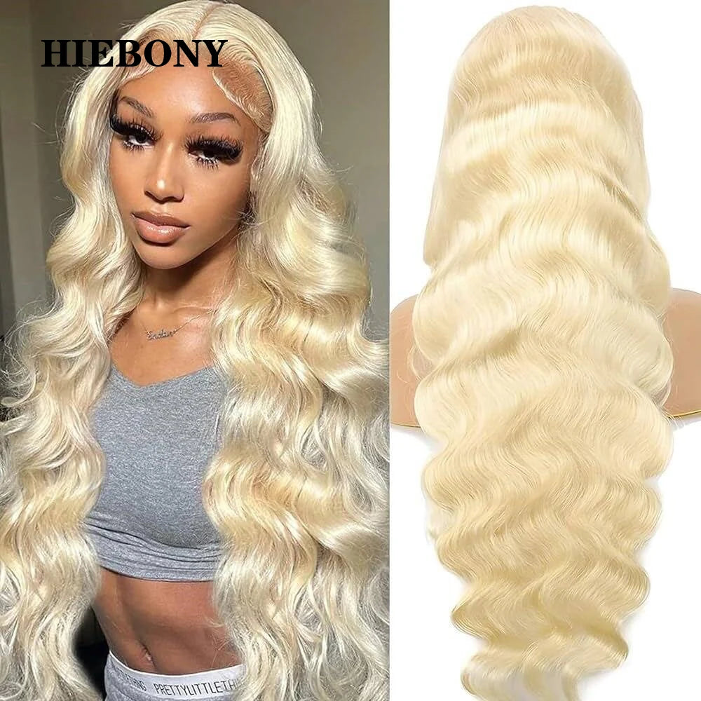 HiEbony Hair 613 Blonde HD Lace Frontal Wigs Straight/Body Wave 250% Density 5x5 6x6 HD Lace Closure Wigs Skin Melt HD Lace Wigs