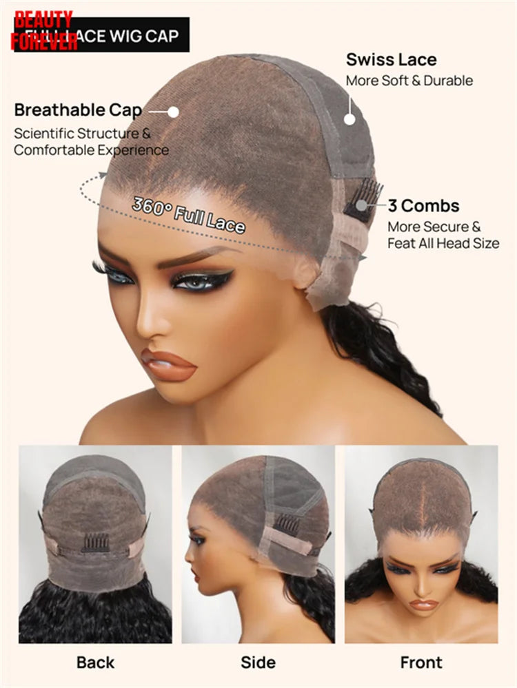 Beautyforever #613 Blonde Transparent Full Lace Wigs 100% Brazilian Body Wave Human Hair Wig Breathable Cap 180% Density