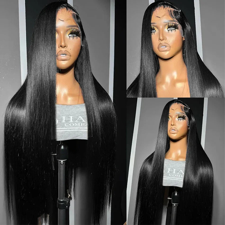 Peruvian 30 32 Inch Straight Transparent 13x4 13x6 HD Lace Frontal Human Hair Wig For Women Glueless Lace Front Wig Pre Pluck