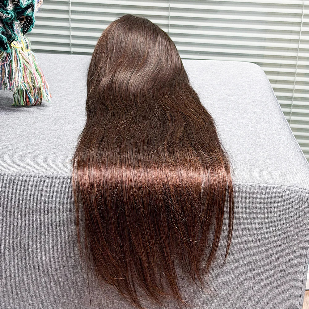 Chocolate Brown Straight Human Hair Wig 13x4 #4 Color 22-34inch Straight 13x4 Lace Frontal Human Hair Wig 250% Density For Women