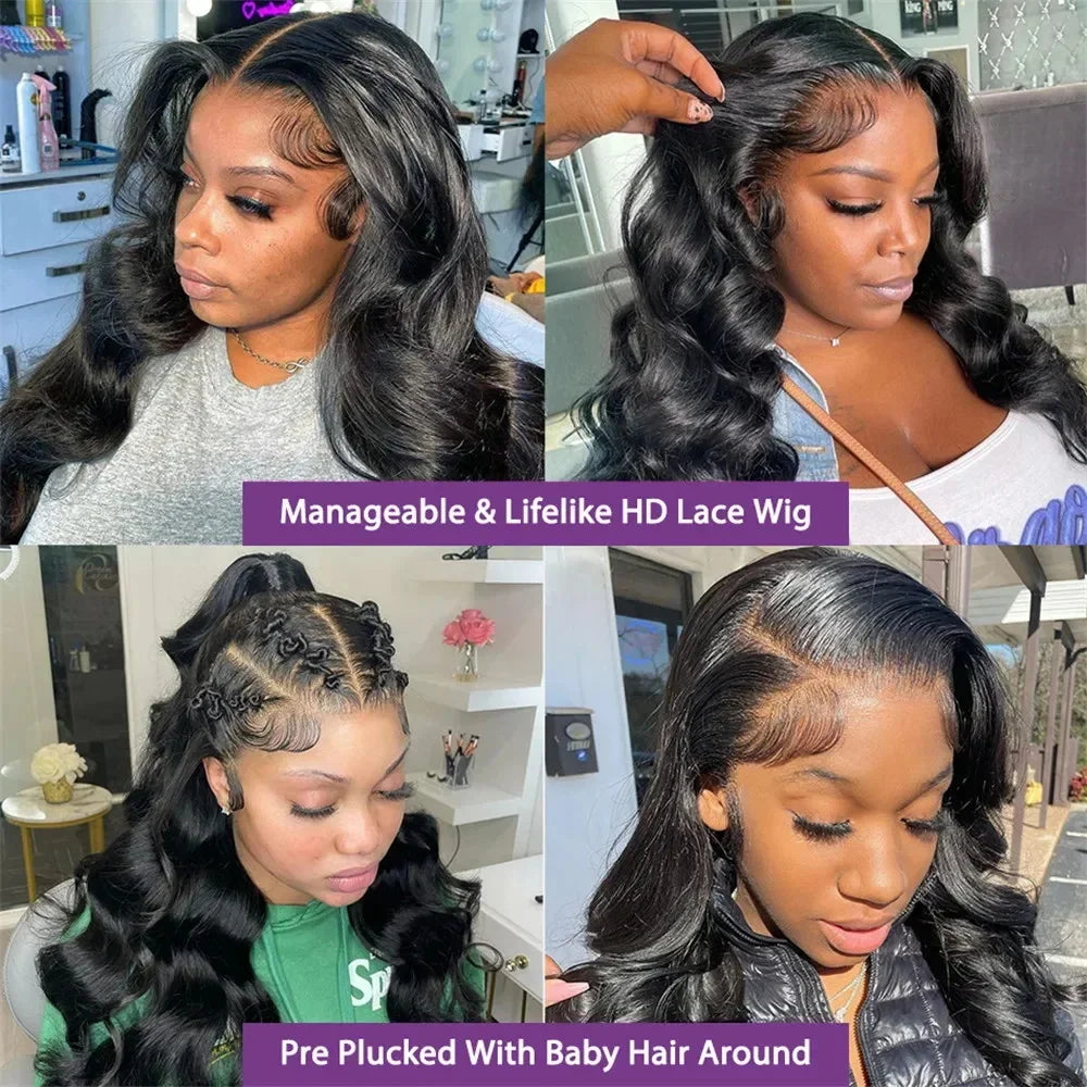 250 Density Body Wave Human Hair Wigs 13x6 HD Transparent Lace Front Wigs For Women Brazilian 13x4 360 Pre Plucked Lace Frontal