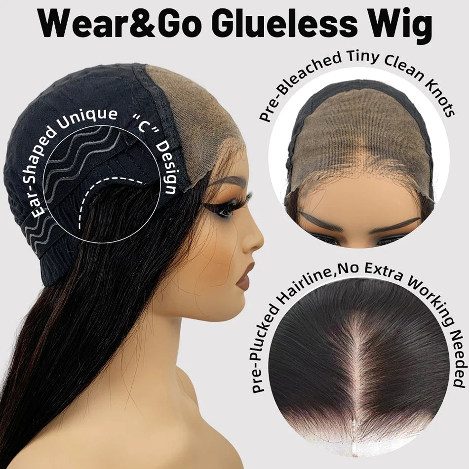 10A 100% Glueless Wigs Human Hair Wigs Ready To Wear Bleached Knots 6x5 Pre Cut HD Transparent Glueless Lace Wigs Kinky Curly