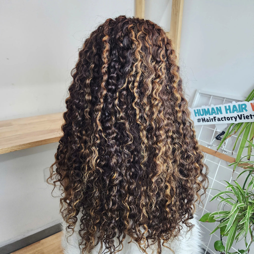 Beautiful texture Human Hair  Wigs Raw Vietnamese and Burmese Curl Super Double Drawn Long HD LACE