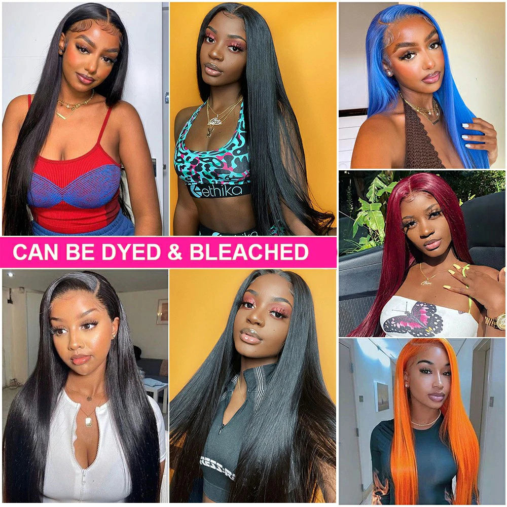 Bone Straight 13x4 Lace Front Wig 13x6 Transparent Peruvian 36Inch Straight Human Hair Wigs For Women 360 Full Lace Frontal Wig