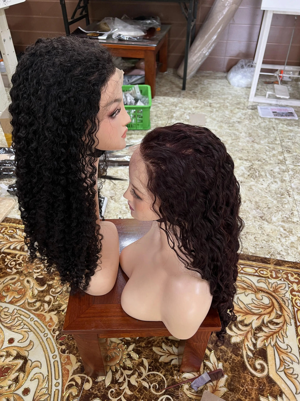 Vietnamese Lace Front Wigs Glueless Cuticle Aligned Curly Human Hair Frontal for Black Women Training Heads
