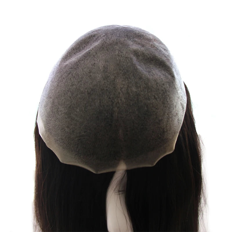 Women Toupee Full PU V Loop Injection Human Hair Wigs Indian Hair Extension Hairpiece System Brown Hair Topper Natural Color 613