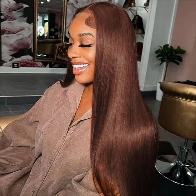 Glueless Natural Brown Blond Straight 5x5 Silk Base Human Hair with BabyHair Soft HD Lace  Hair Preplucked