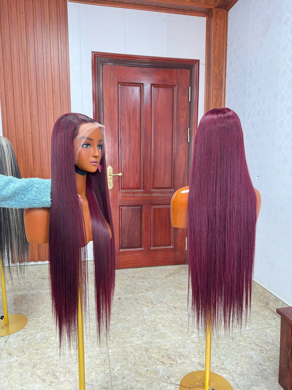 200% Density 99J Burgundy Straight 13x4 HD Lace Front 30-Inch 99J Black Women's Lace Front Human Hair Wigs
