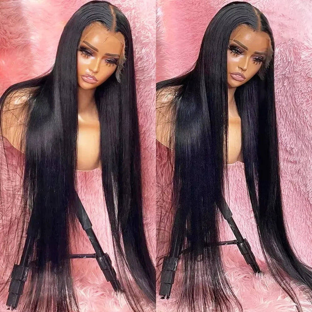 Peruvian 30 32 Inch Straight Transparent 13x4 13x6 HD Lace Frontal Human Hair Wig For Women Glueless Lace Front Wig Pre Pluck
