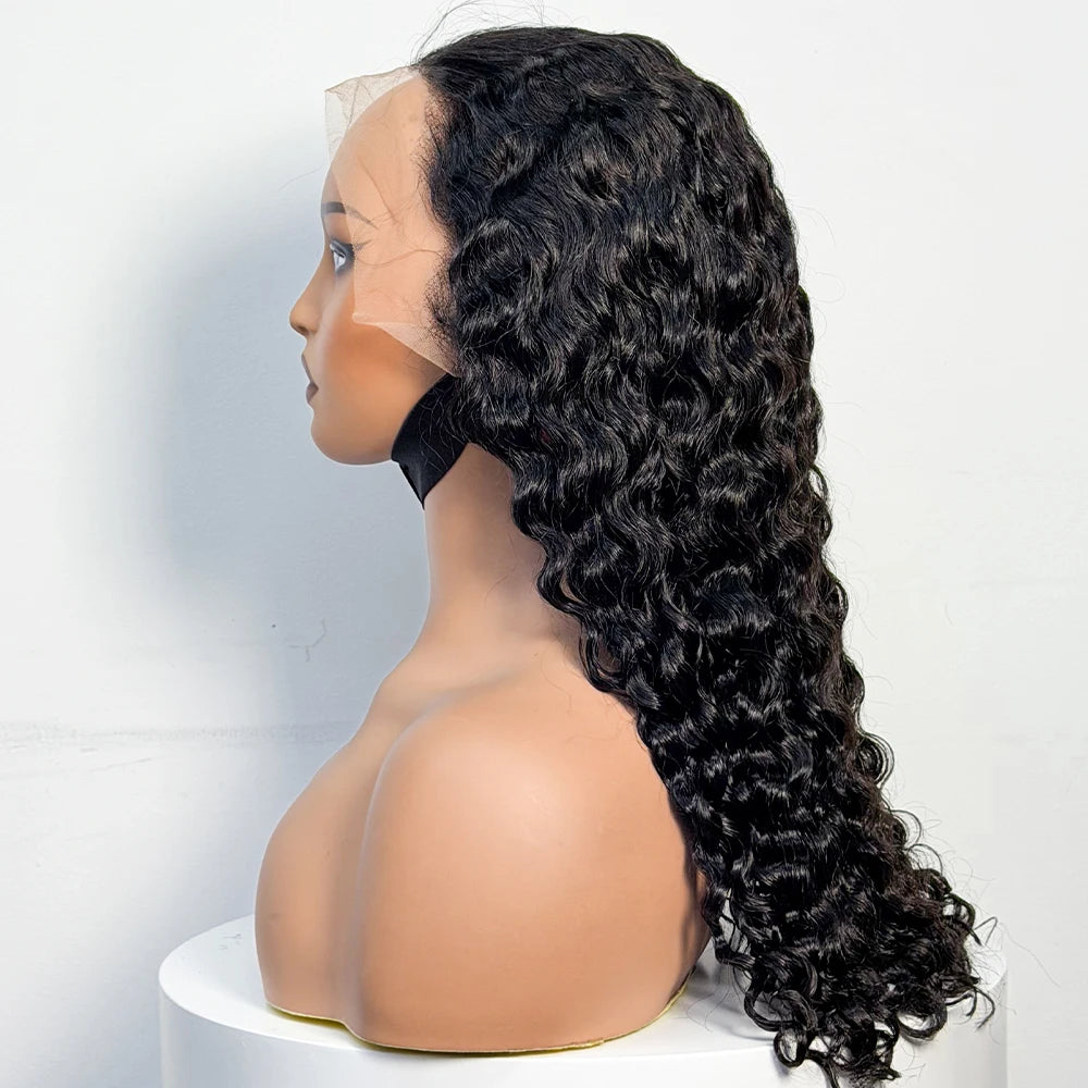 Water Wave Curly Human Hair Wigs 300% Density 13X4 Transparent Lace Frontal Wig 22Inch Natural Highlight Color for Black Women