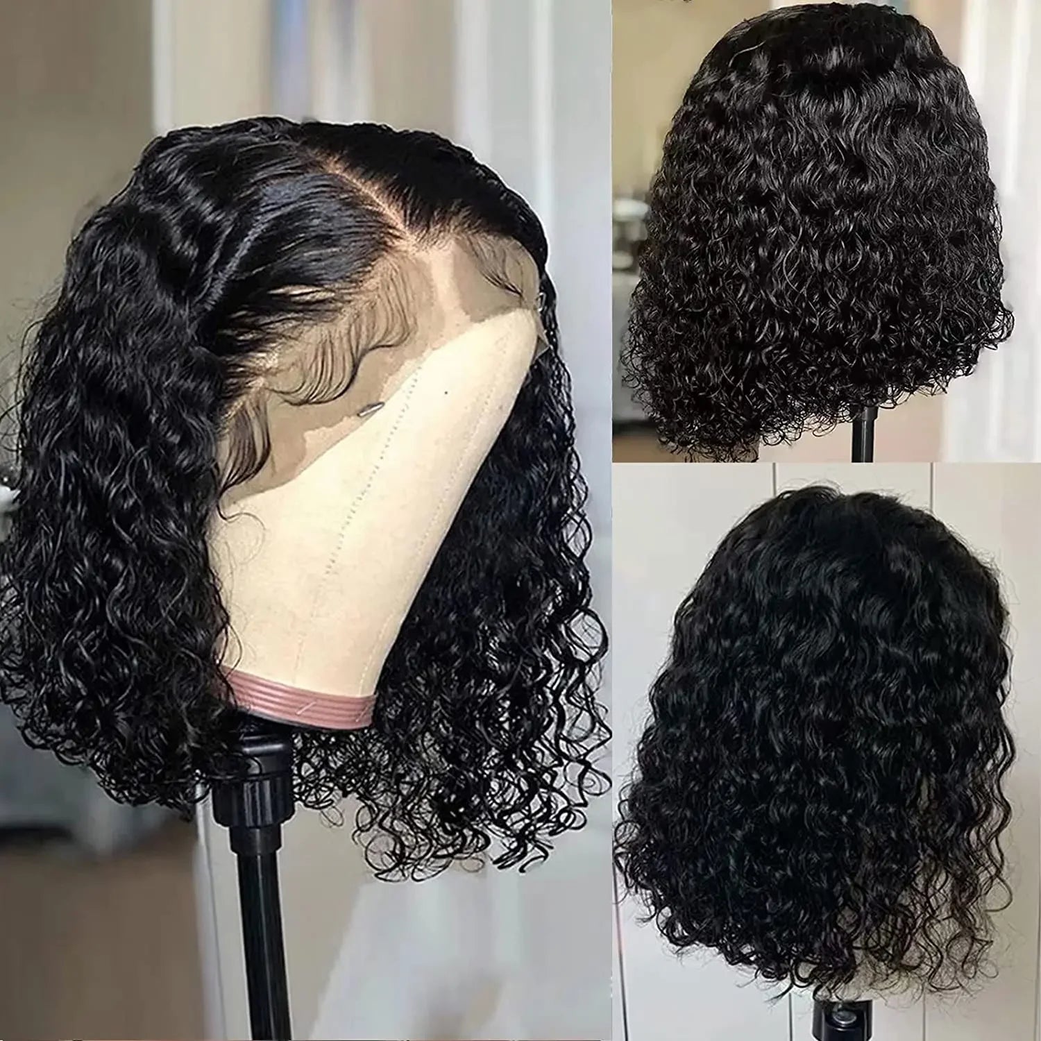 Curly Short Bob Wig 13x4 Lace Front Human Hair Wigs For Women Brazilian HD Lace Frontal Wig Glueless Closure Wig Water Deep Wave