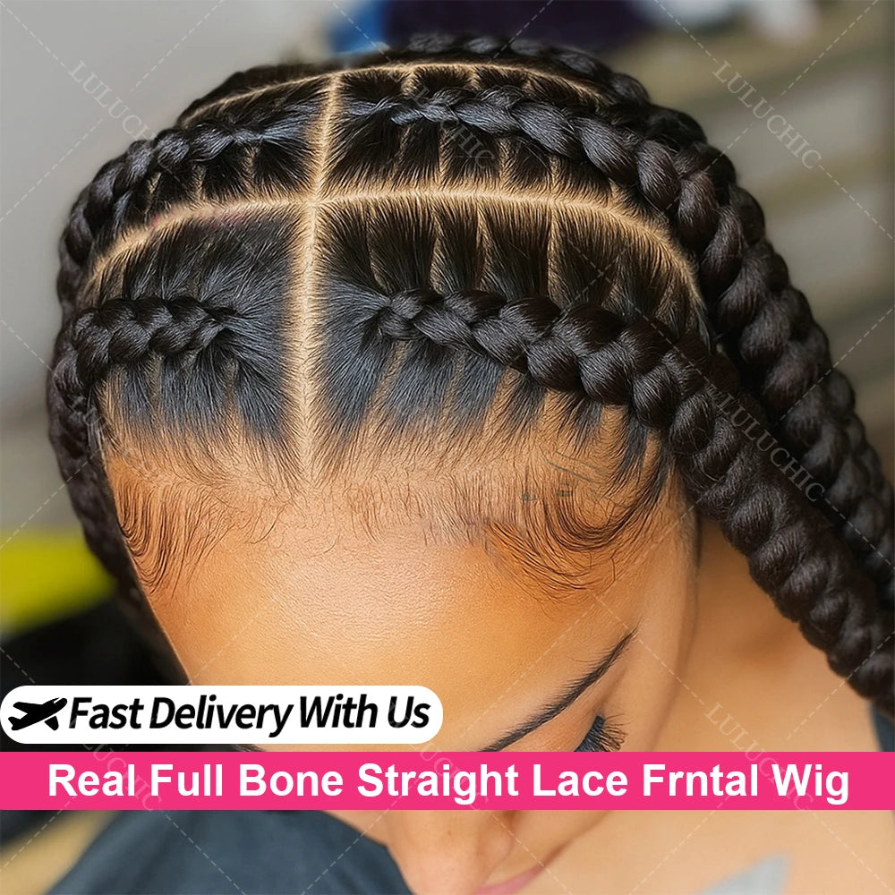 Real Full Lace Wig Human Hair for Women 250% Brazilian Bone Straight HD Full Lace Frontal Wig Ready To Wear Preplucked For Women