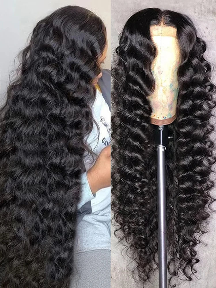 40 Inch HD Loose Deep Wave 13x6 Lace Front Human Hair Wigs Brazilian Curly Water Wavy 13x4 360 HD Transparent Lace For Women 250% High Density Pre Plucked Baby Hair 100% Natural Wave Human Hair Wigs