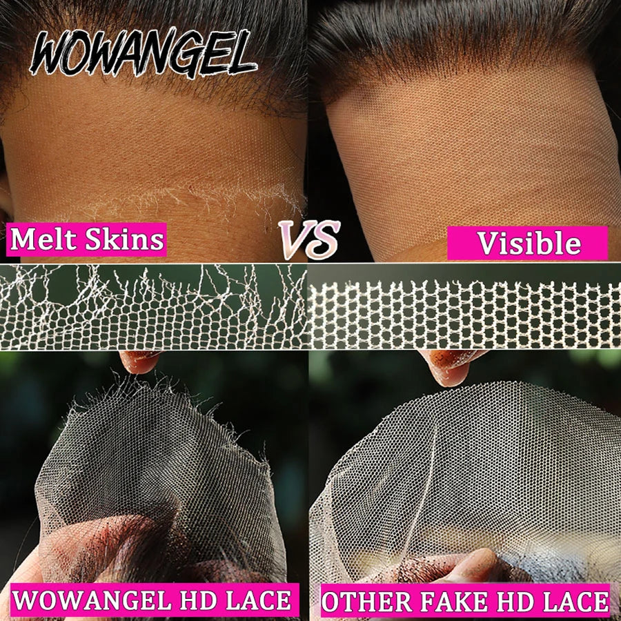 Wow Angel 360 HD Lace Frontal Wigs Straight Lace Front Wigs Human Hair Skins Melted Natural Scalp Remy Brazilian Hair For Women