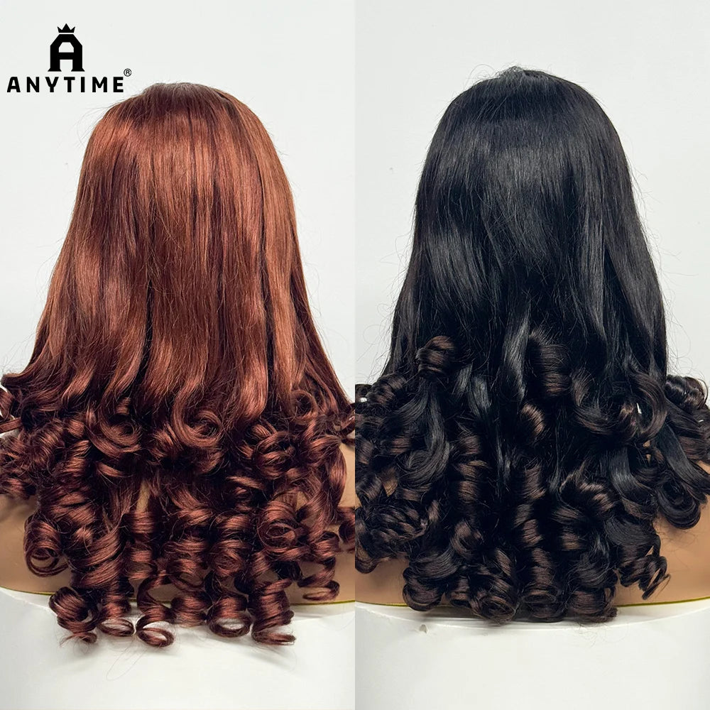 300% Density Glueless Wig 5X5 Transparent Lace Frontal Closure Wig Spiral Curl Side Part Human Hair Wig Loose Curly Wigs 22Inch