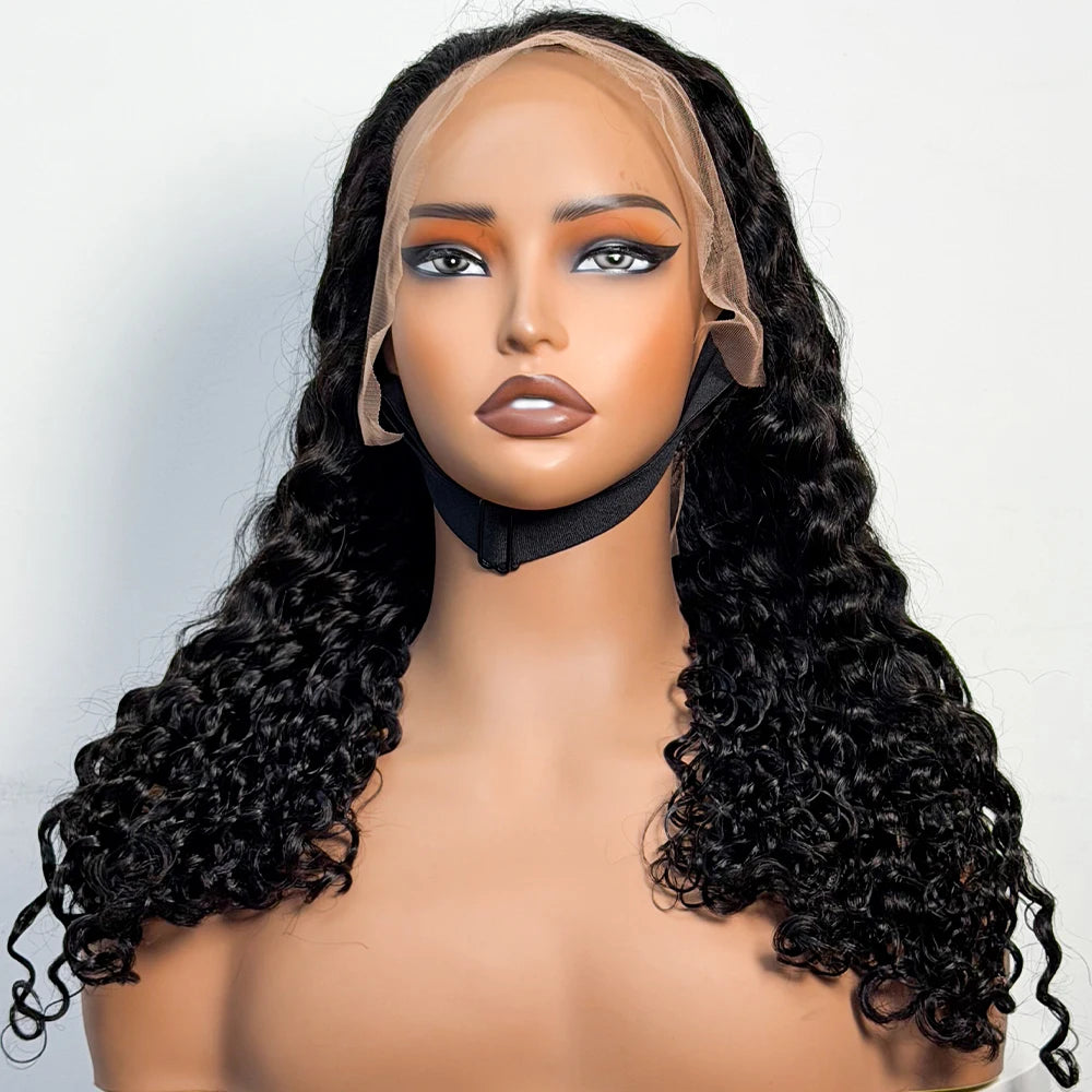 Water Wave Curly Human Hair Wigs 300% Density 13X4 Transparent Lace Frontal Wig 22Inch Natural Highlight Color for Black Women