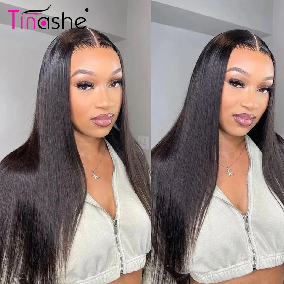 Tinashe Pull&Go Glueless Wig Human Hair 13x6 Bone Straight Lace Frontal Wig Pre Plucked 180 250 Density 6x5 HD Lace Closure Wig