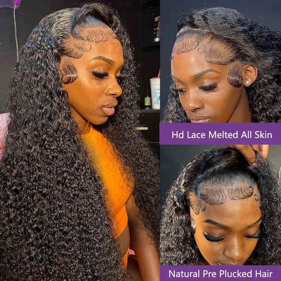 250 Density 13x6 Hd Lace Frontal Wigs Brazilian 32 34 40 Inch Deep Wave Curly Human Hair Wigs For Black Women Preplucked
