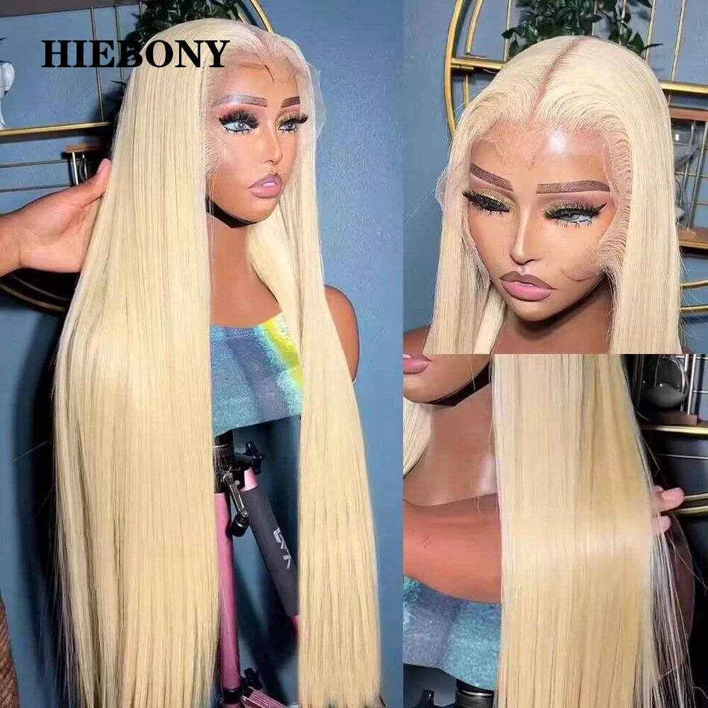 HiEbony Hair 613 Blonde HD Lace Frontal Wigs Straight/Body Wave 250% Density 5x5 6x6 HD Lace Closure Wigs Skin Melt HD Lace Wigs
