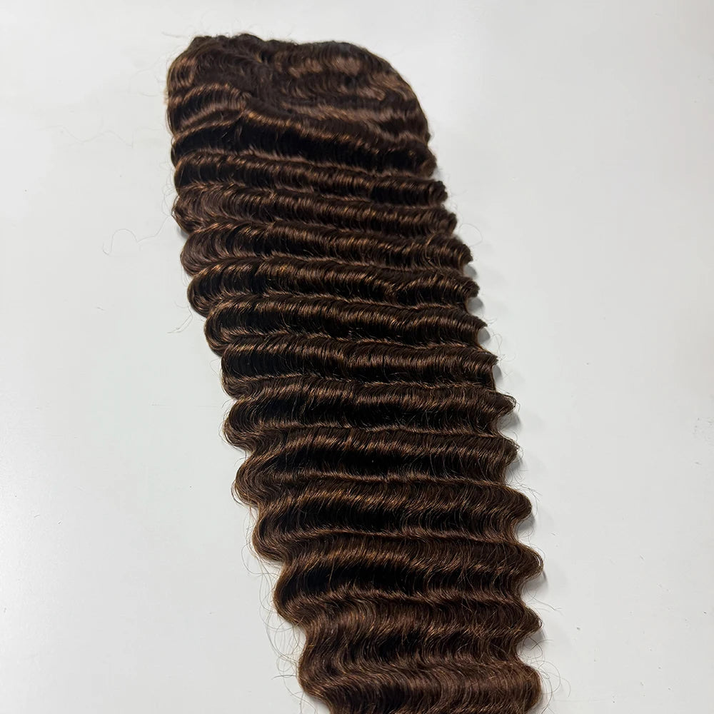 250% Density Deep Wave Curly Human Hair Wig Chocolate Brown 13x4 Transparent Lace Frontal 100% Human Hair Wig For Black Women