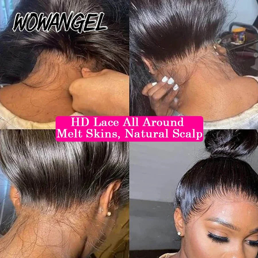Wow Angel 360 HD Lace Frontal Wigs Straight Lace Front Wigs Human Hair Skins Melted Natural Scalp Remy Brazilian Hair For Women