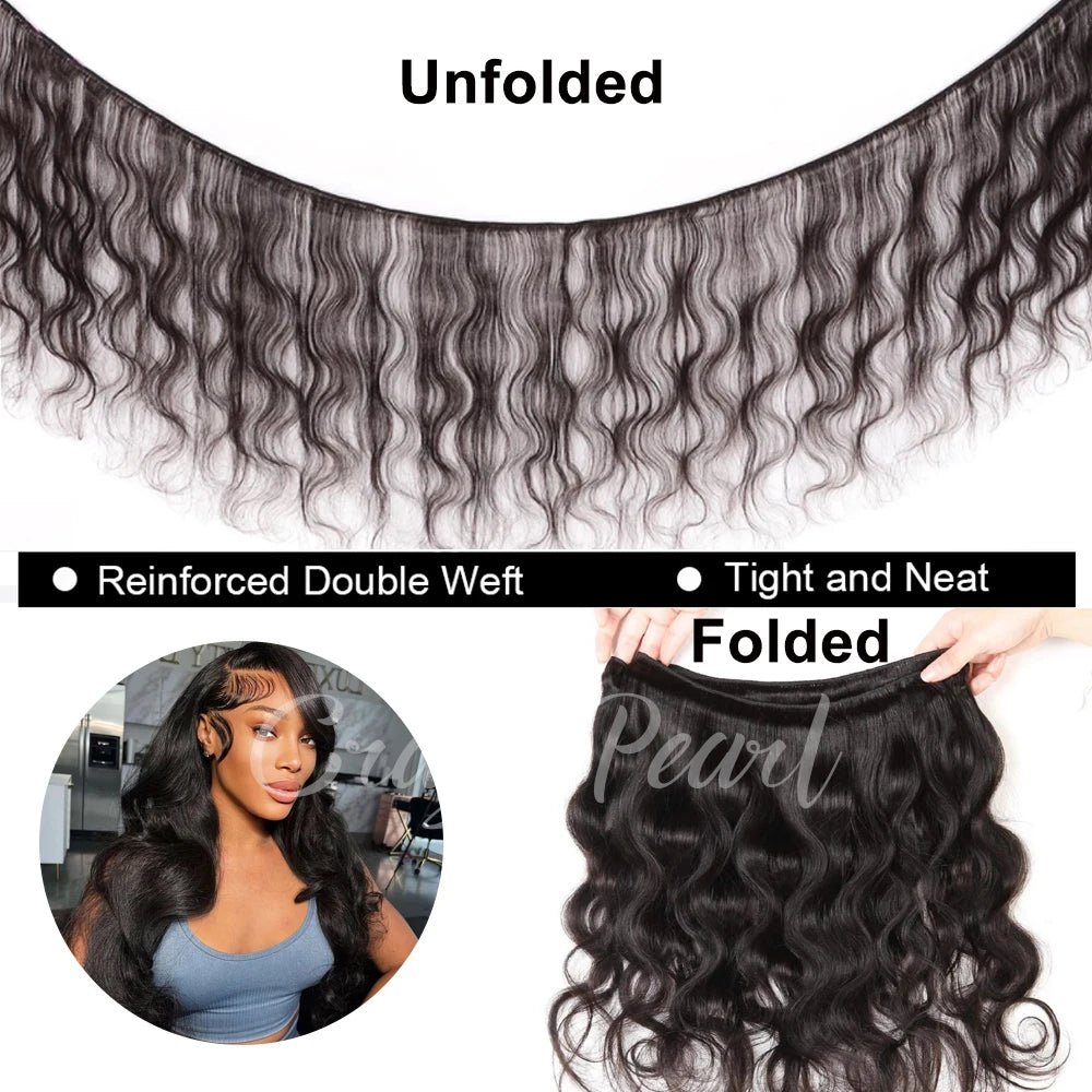 Human Hair Bundles with Closure Body Wave Bundles with Lace Closure Brazilian Human Hair Weave Virgin Hair Weft Natural Color