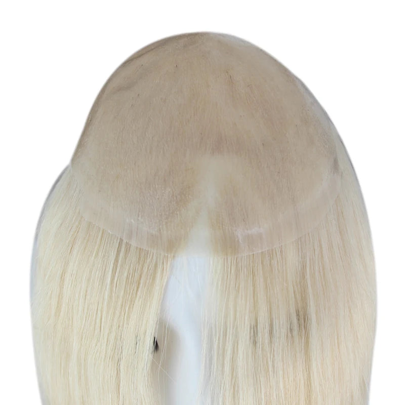 Women Toupee Full PU V Loop Injection Human Hair Wigs Indian Hair Extension Hairpiece System Brown Hair Topper Natural Color 613