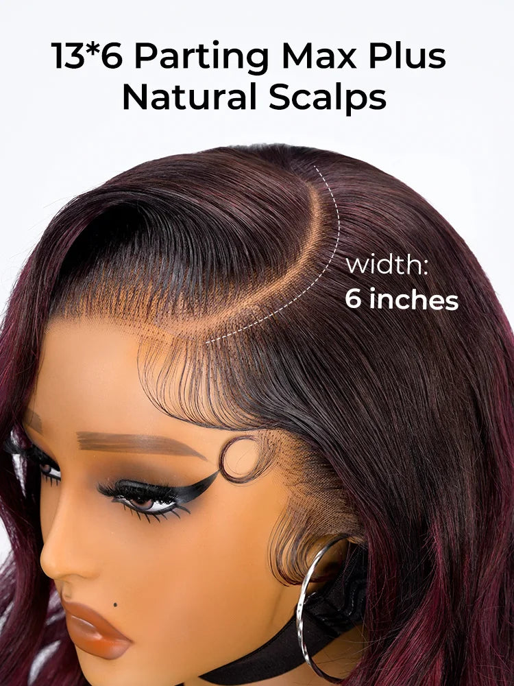 Alipearl Hair Glueless Highlight Wig Red Burgundy Side Part Wig Body Wave Gluless 13x6 Lace Frontal Wig Human Hair