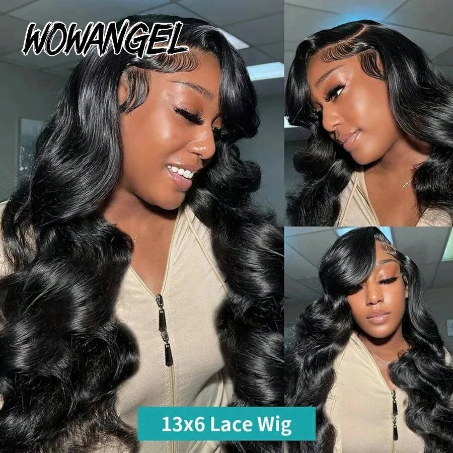 Wow Angel 13x6 HD Lace Front Wigs 250% Virgin Hair Body Wave Human Hair Wigs Skinlike HD Lace Wigs Pre Plucked Glueless Wigs