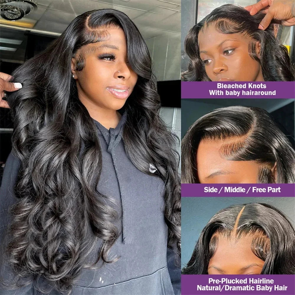 250 Density Body Wave Human Hair Wigs 13x6 HD Transparent Lace Front Wigs For Women Brazilian 13x4 360 Pre Plucked Lace Frontal