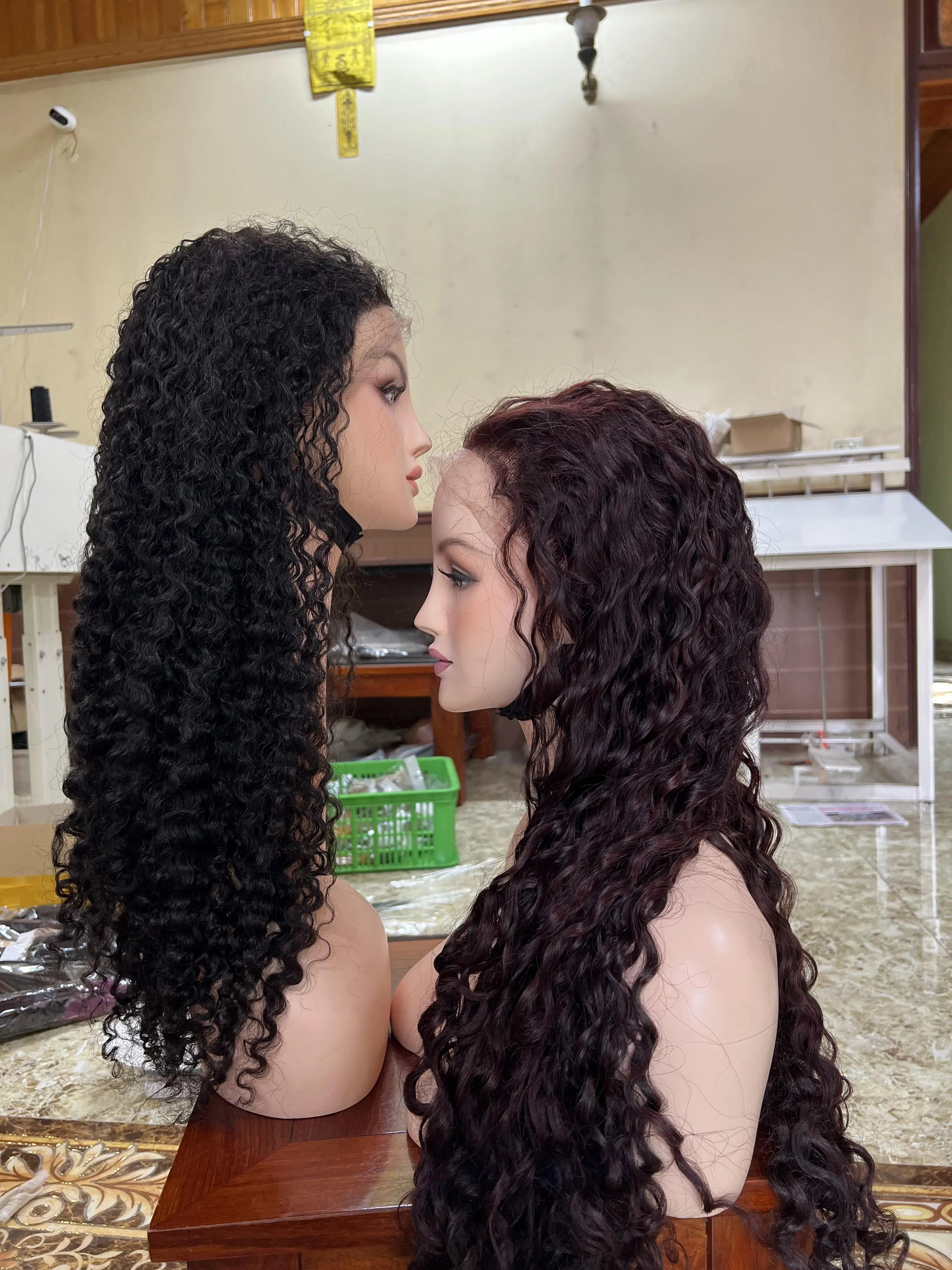 Vietnamese Lace Front Wigs Glueless Cuticle Aligned Curly Human Hair Frontal for Black Women Training Heads
