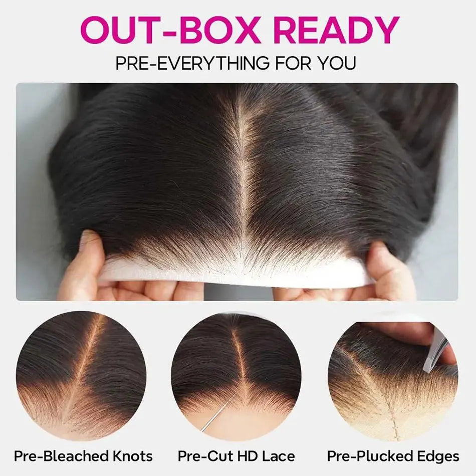 CELIE 6x5 Wear&Go Glueless Deep Wave Wig Pre-cut HD Lace Closure Wig 180 250 Density Pre Bleached&Plucked Human Hair Wigs