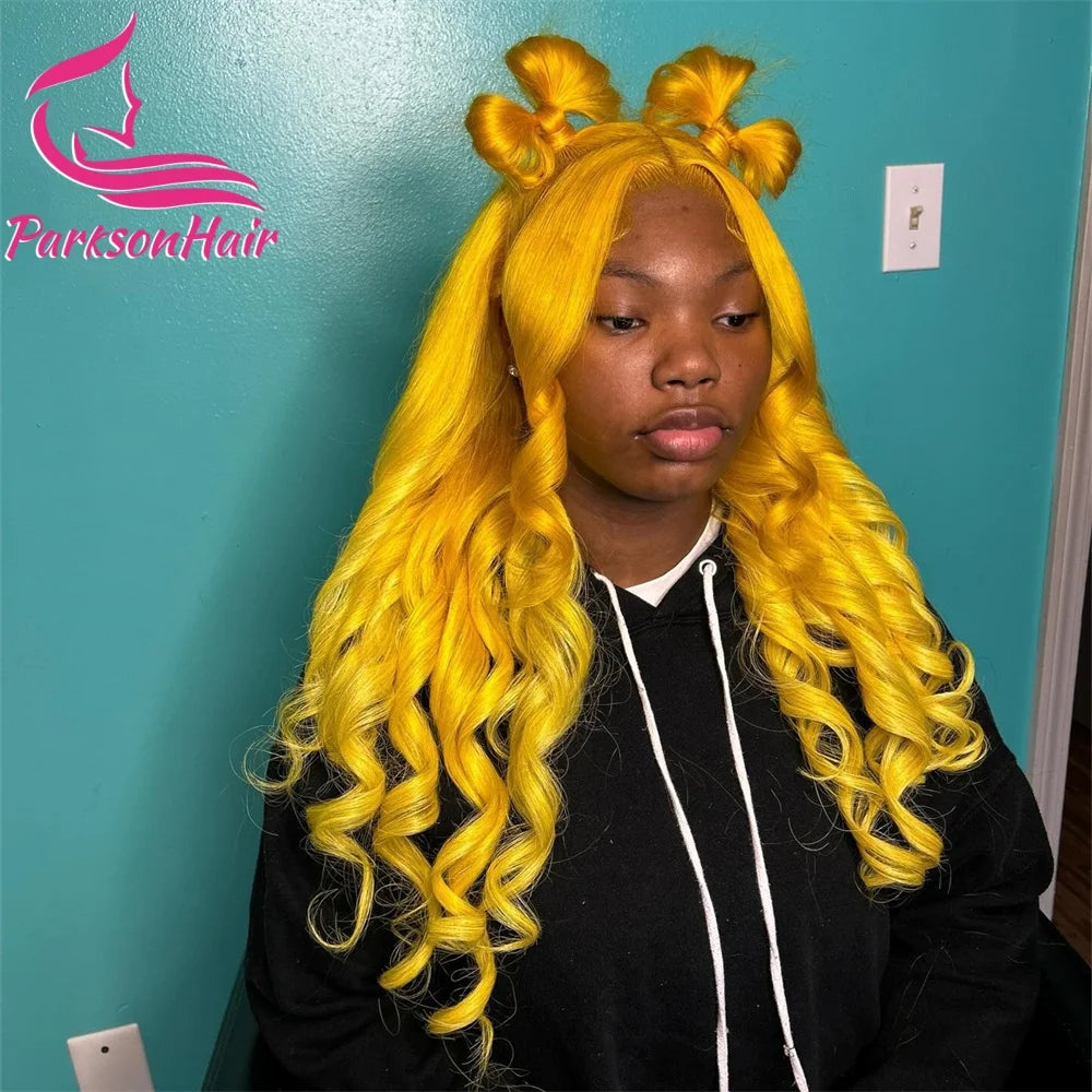 Loose Wave Honey Blonde  Full Lace Wig HD Yellow 613 Colored Lace Front Wig Full Lace Frontal Wigs For Women 100% Human Hair