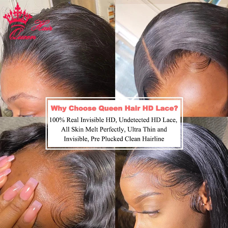 Queen Hair Double Drawn Real HD Lace Wigs Vietnamese Hair Bone Straight Raw Virgin Human Hair Pre Plucked Full End Hair