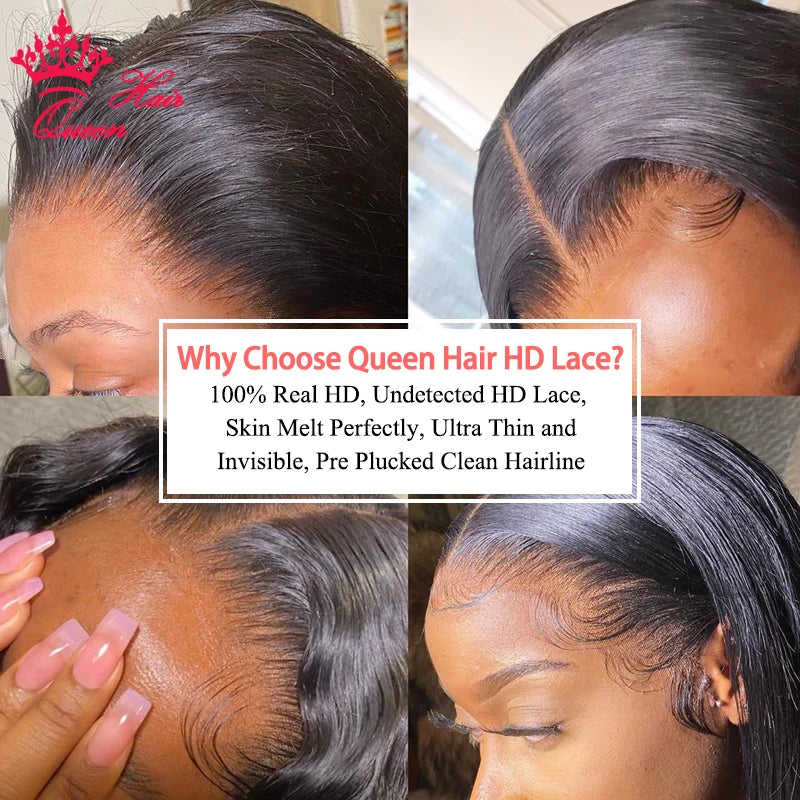 HD 360 Frontal Lace Wig Raw Human Hair Invisible Melt Skin HD Lace Wig Straight High Ponytail Available Natural Look Queen Hair