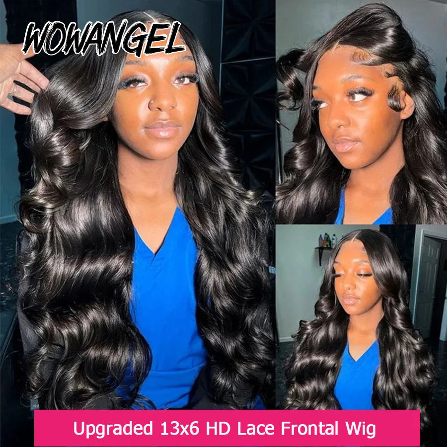 Wow Angel 13x6 HD Lace Front Wigs 250% Virgin Hair Body Wave Human Hair Wigs Skinlike HD Lace Wigs Pre Plucked Glueless Wigs