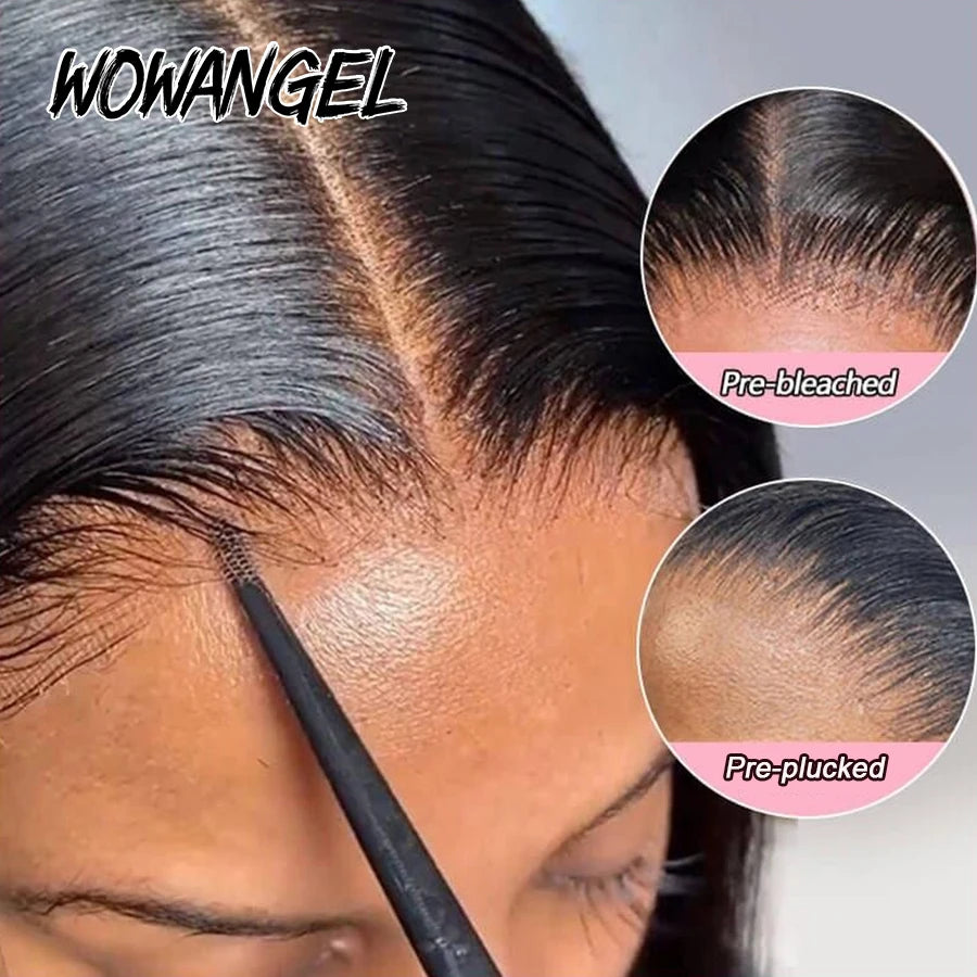 #1 Jet Black 13x6 HD Lace Front Human Hair Wigs 250% Bone Straight Bleached Knots HD Transparent Lace Wigs Pre Plucked For Women