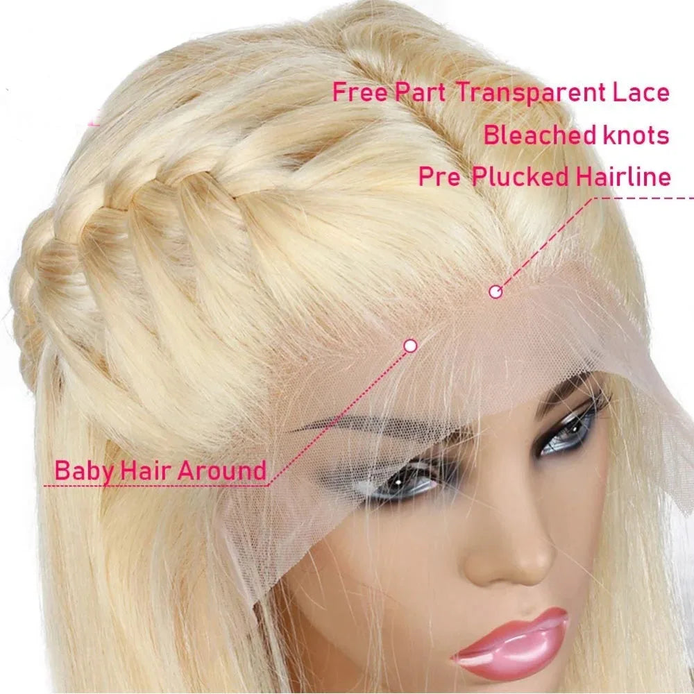 Full Lace Silk Top Wig 613 Light Blonde Natural Wave Brazillian Remy Hair Wig Transparent Lace Silk Base Wigs Glueless