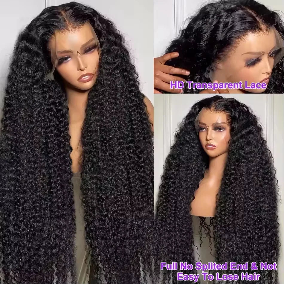 38Inch Deep Wave Frontal Wig Transparent 13x4 13x6 HD Lace Frontal Human Hair Wigs Curly Human Hair Lace Frontal Wigs For Women