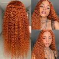 30-36 Inch Orange Ginger Deep Wave Human Hair Wig 13x4 13x6 HD Lace Curly Wave Color Lace Frontal Human Hair Wigs For Women 4x4