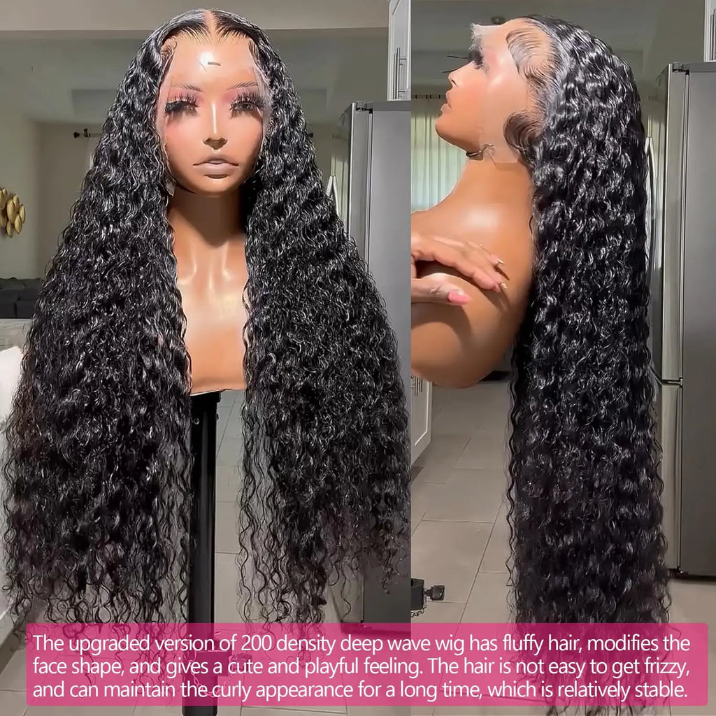 Lemoda 30 Inch 13x6 Full Lace Frontal Wigs 200% Density 15A Deep Wave Wigs Human Hair HD Lace Frontal Wigs Pre Plucked Wig