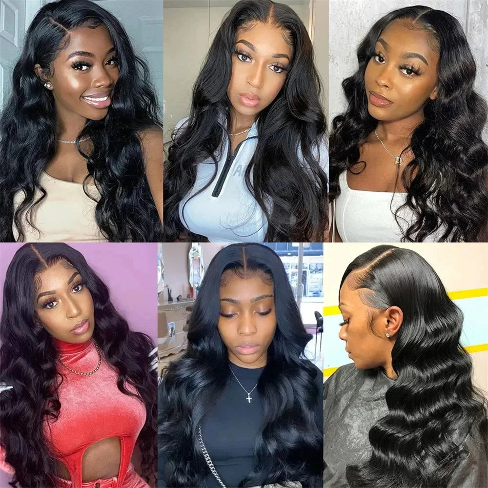 250 Density Body Wave Human Hair Wigs 13x6 HD Transparent Lace Front Wigs For Women Brazilian 13x4 360 Pre Plucked Lace Frontal