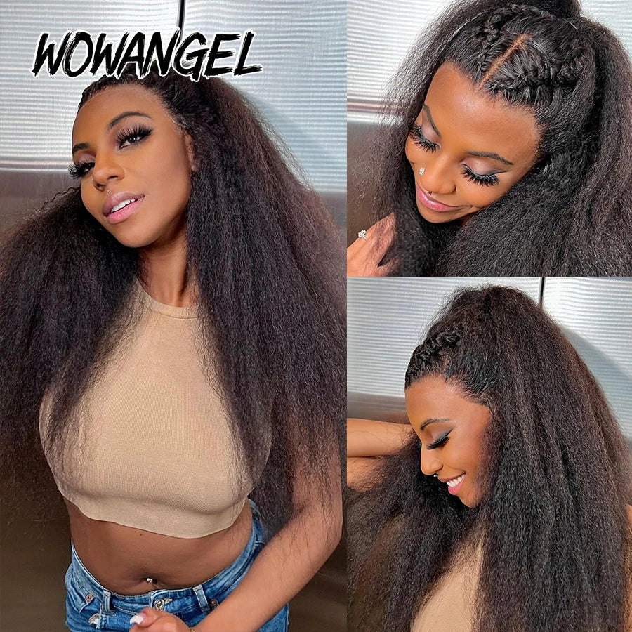 Kinky Straight Wear & Go Glueless Wig 5X5 HD Lace Closure Wigs Human Hair Pre Plucked Natural Scalp Brazilian Hair For Women
