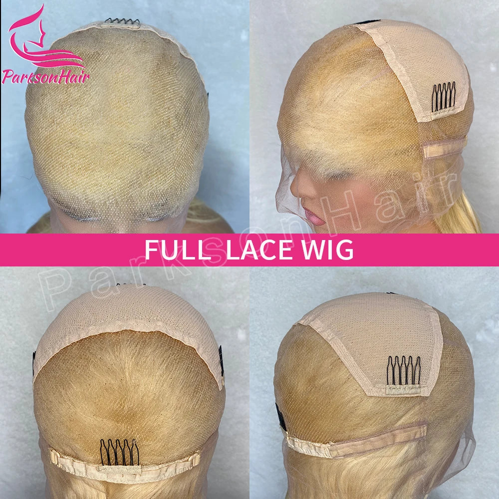 Loose Wave Honey Blonde  Full Lace Wig HD Yellow 613 Colored Lace Front Wig Full Lace Frontal Wigs For Women 100% Human Hair